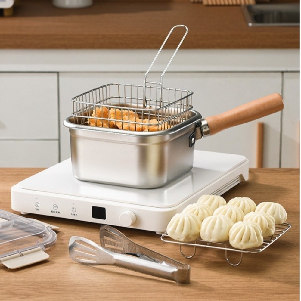 Camping Cooking Wok - Frigideira portátil de aço inoxidável formato