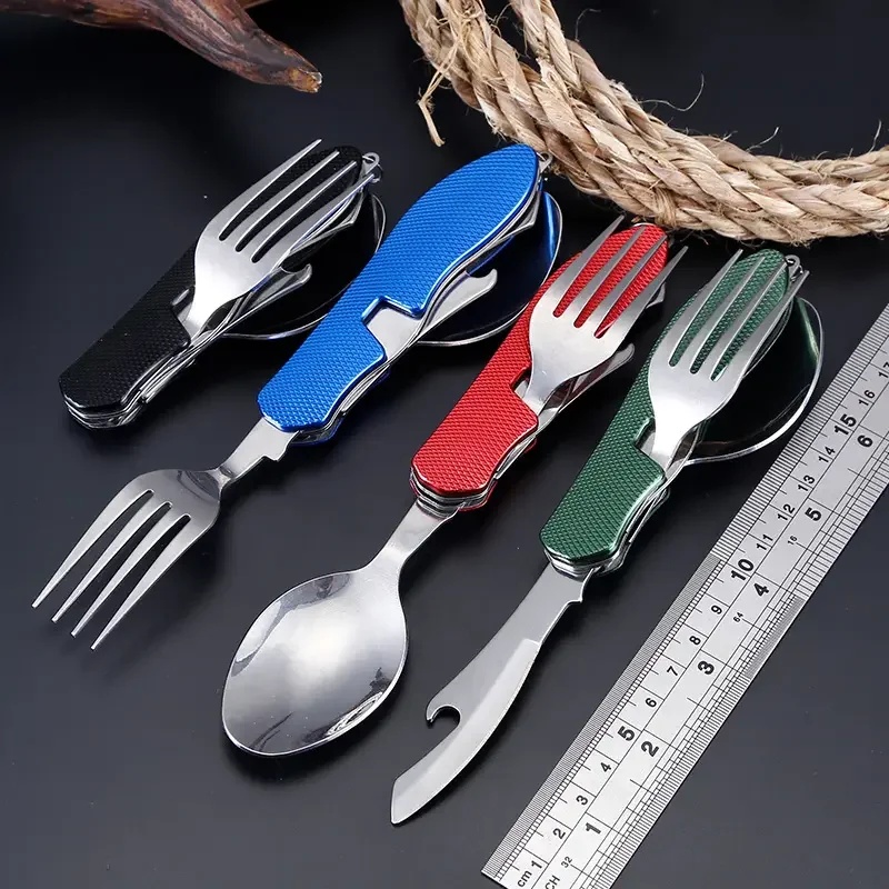 Camping Cooking Knife Set - Talheres de Aço Inoxidável 4 em