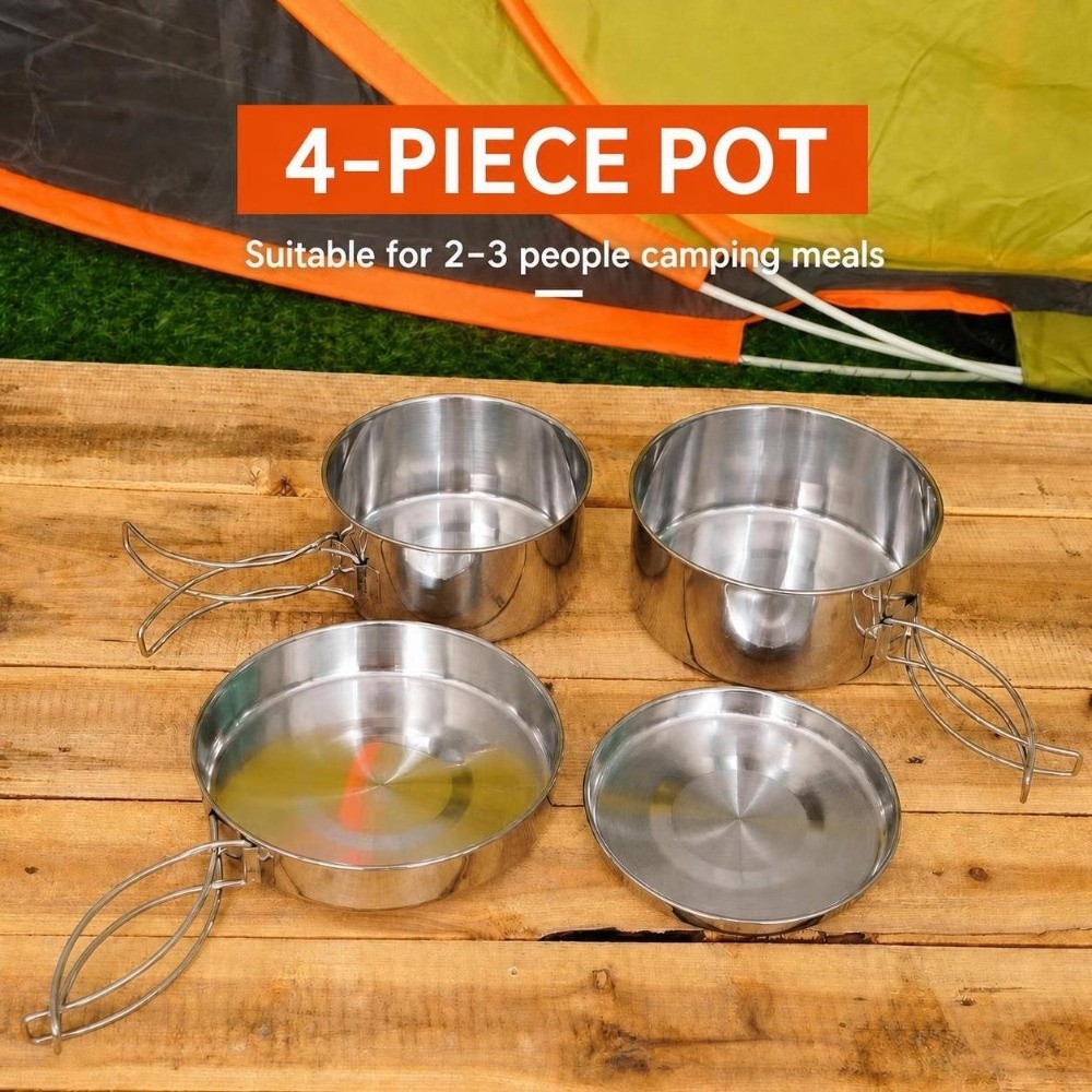 Conjunto de Utensílios de Cozi - Camping Cooking Pan Set avaliação e preço