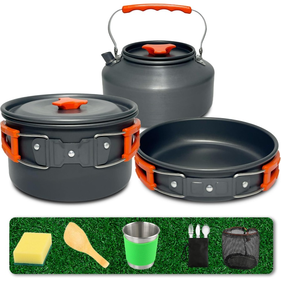 Conjunto de Utensílios de Cozi - Camping Cooking Pan Set avaliação e preço