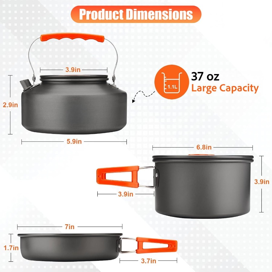 Conjunto de Utensílios de Cozi - Camping Cooking Pan Set avaliação e preço